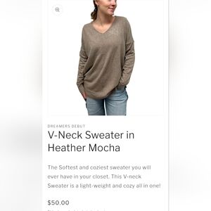 Dreamers Women's V-Neck Sweater - Heather Mocha